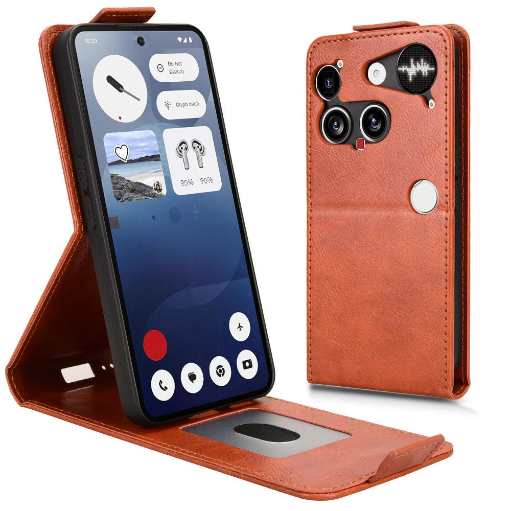 For Nothing Phone (3) 5G Stand Case Magnetic Clasp Vertical Flip Leather Phone Cover with Card Holder
