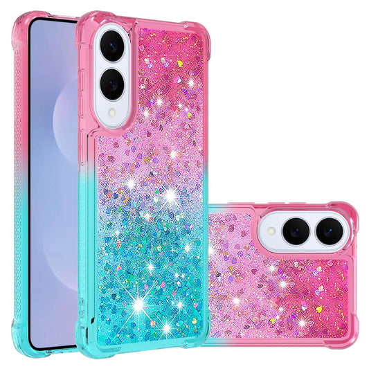 Galaxy S25 Edge Glitter-Hülle – Farbverlauf mit funkelndem Puder