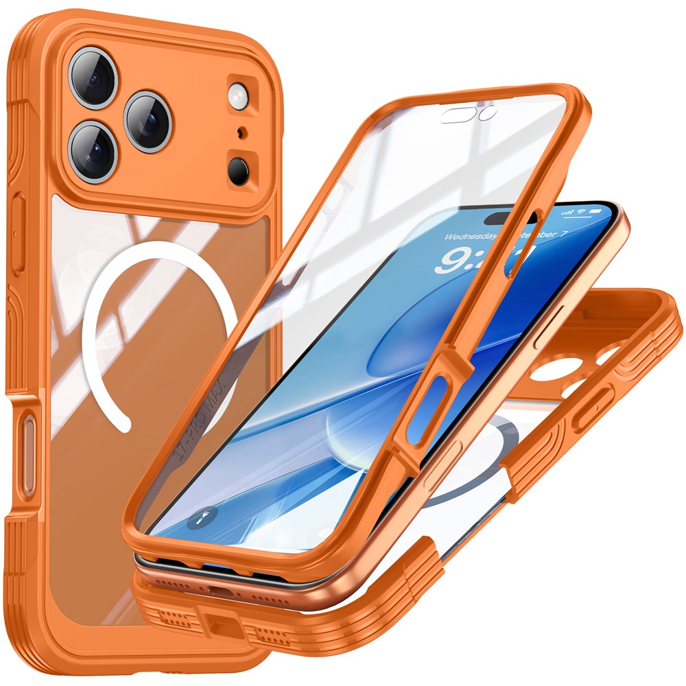 For iPhone 18 Pro Max / 17 Pro Max Case Compatible with MagSafe PC + TPU Phone Cover with Tempered Glass Screen Film