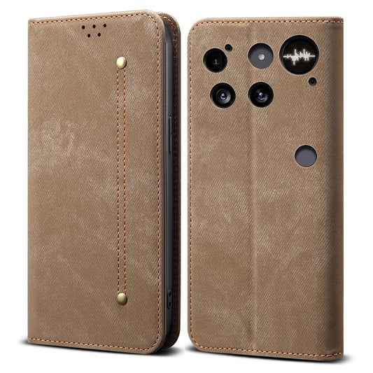 Nothing Phone (3) 5G Handyhülle – Mit Jeansstoff-Textur, PU-Leder, Standfunktion, magnetischer Automatikverschluss, Rundumschutz, mit Brieftasche