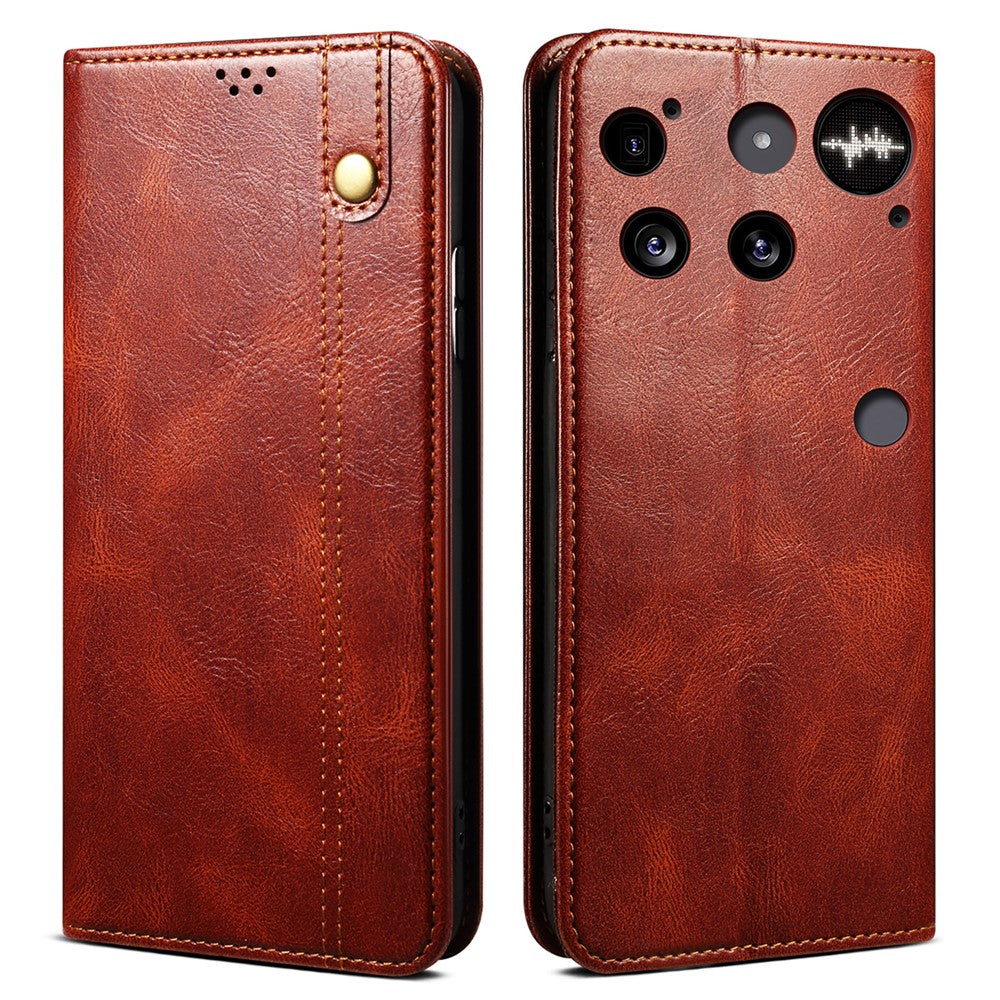 For Nothing Phone (3) 5G Case Crazy Horse Texture Waxy Leather Wallet Stand Phone Cover