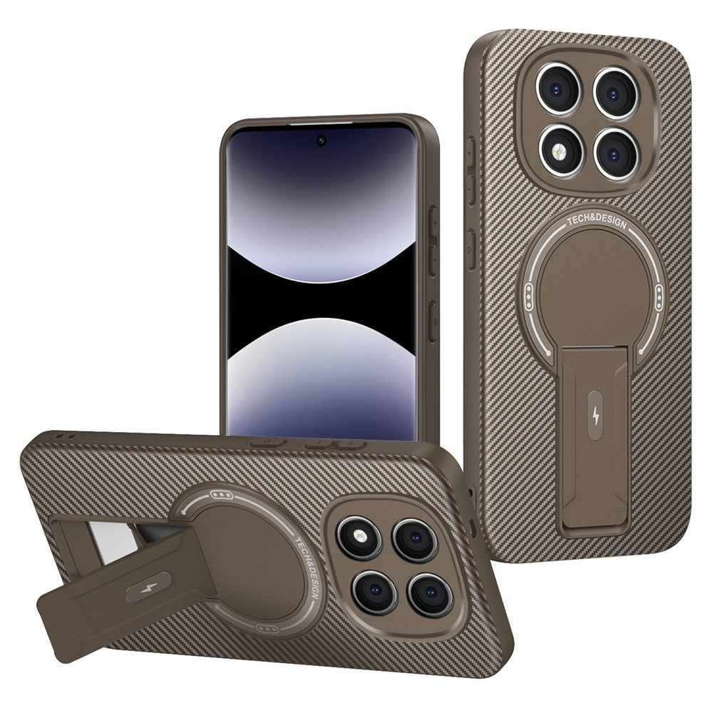 For Xiaomi Redmi Note 14 Pro 4G / Note 14 Pro+ 5G Case with Kickstand Carbon Fiber Texture PC + TPU Phone Cover
