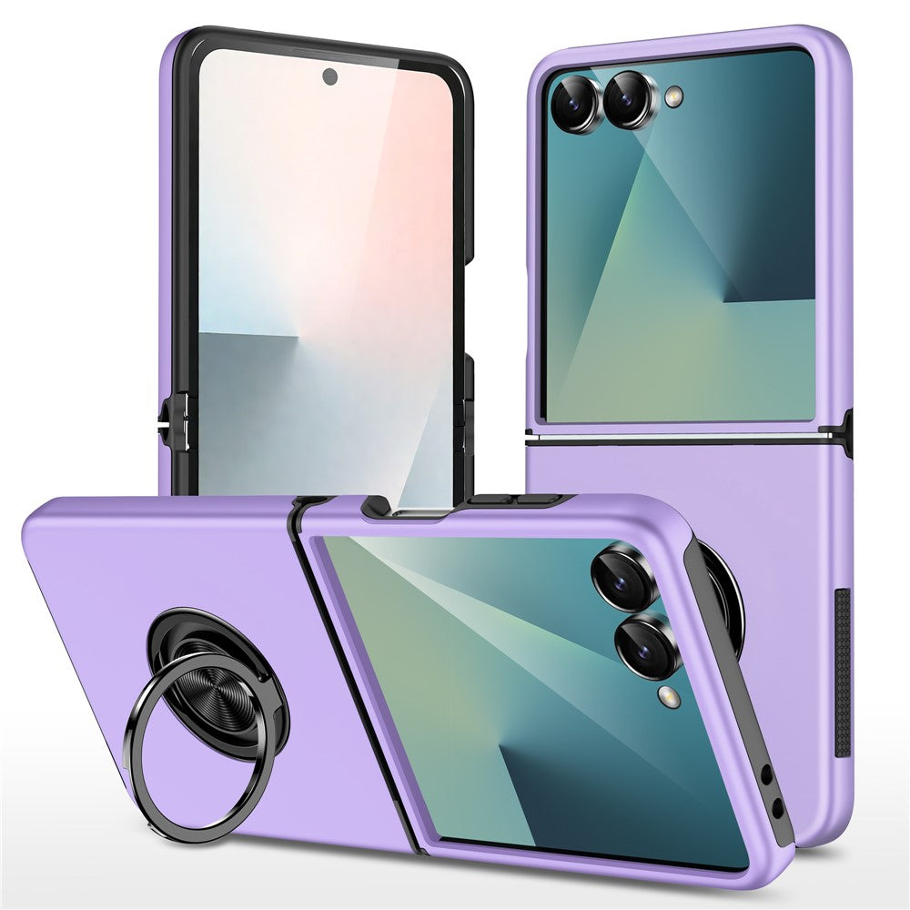 For Samsung Galaxy Z Flip7 5G Case PC + TPU Phone Cover with Rotatable Ring Holder