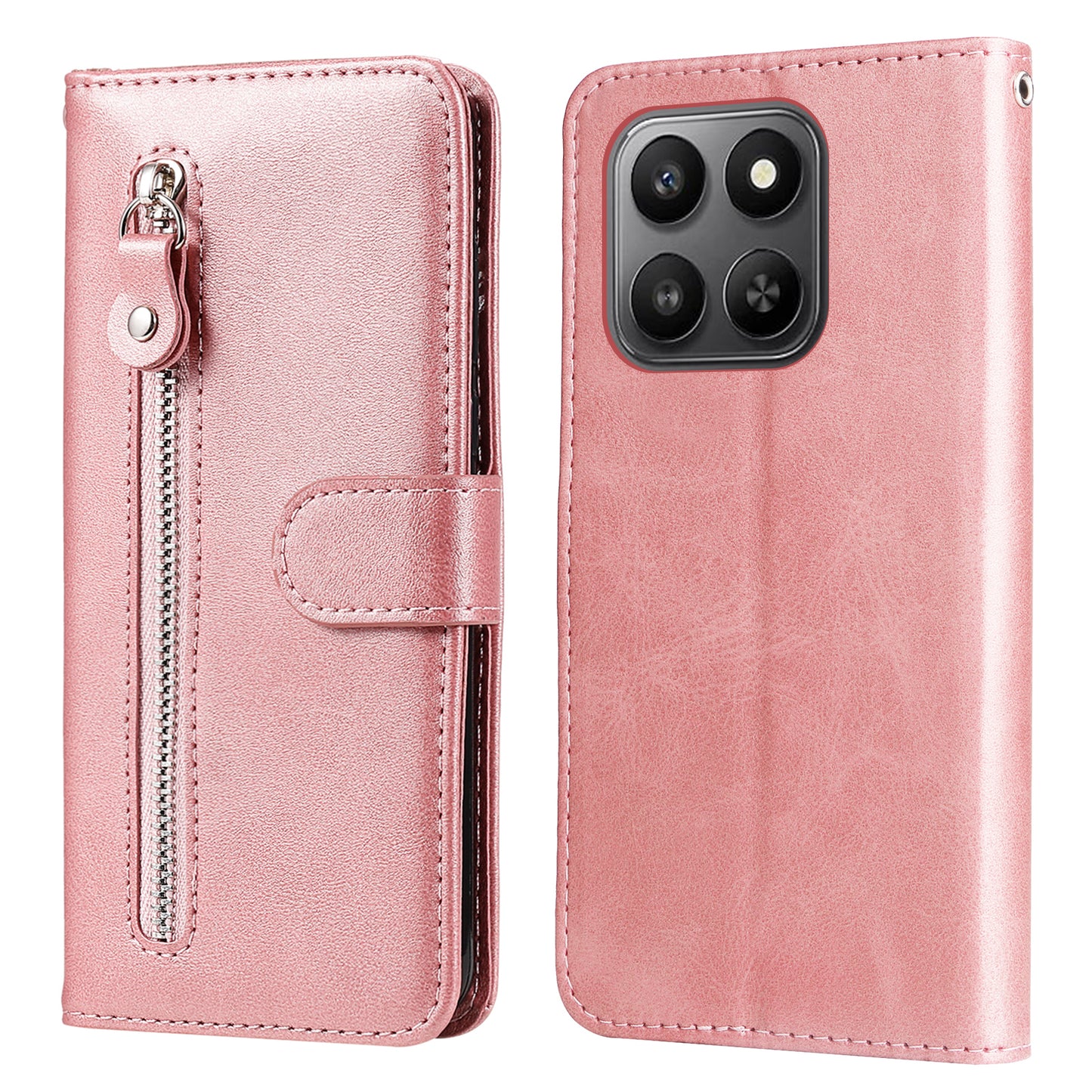 For Honor 400 Smart 5G / 4G / X7d 4G PU Leather Cases with Zipper Pocket Wallet Phone Cover Stand