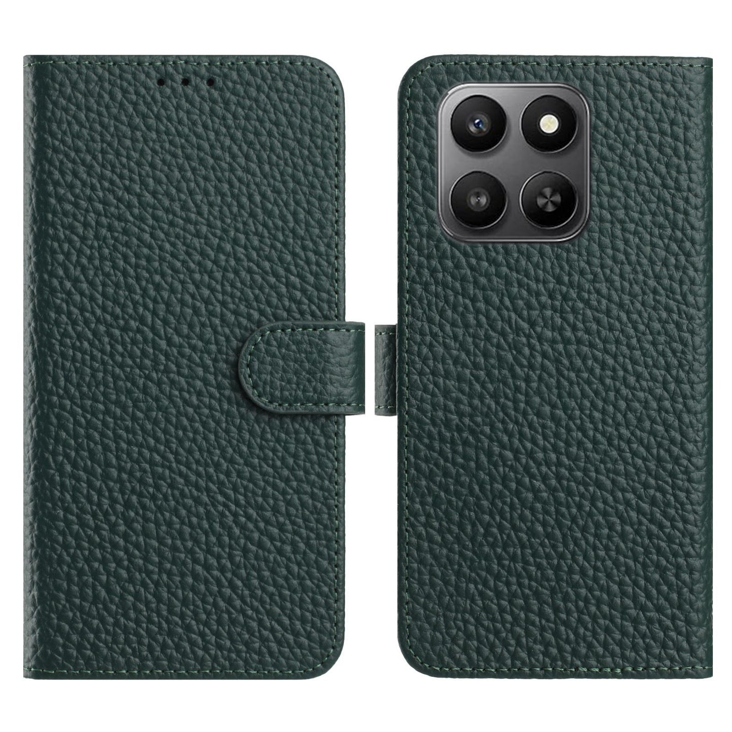 For Honor 400 Smart 5G / 4G / X7d 4G Case Wallet Stand Litchi Texture Genuine Cow Leather Flip Phone Cover