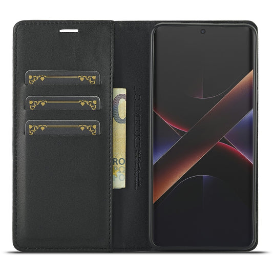 LC.IMEEKE For Xiaomi Poco X7 Pro 5G Wallet Case Carbon Fiber Texture Leather Phone Cover