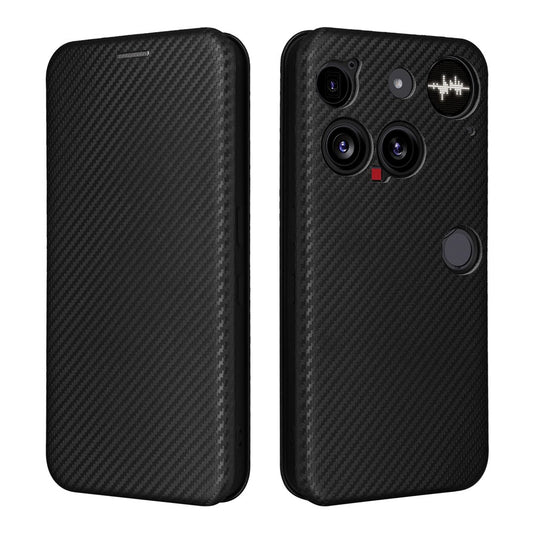 Nothing Phone (3) 5G Wallet-Handyhülle – Mit Carbonfaser-Textur, Kartenhalter, Lederständer