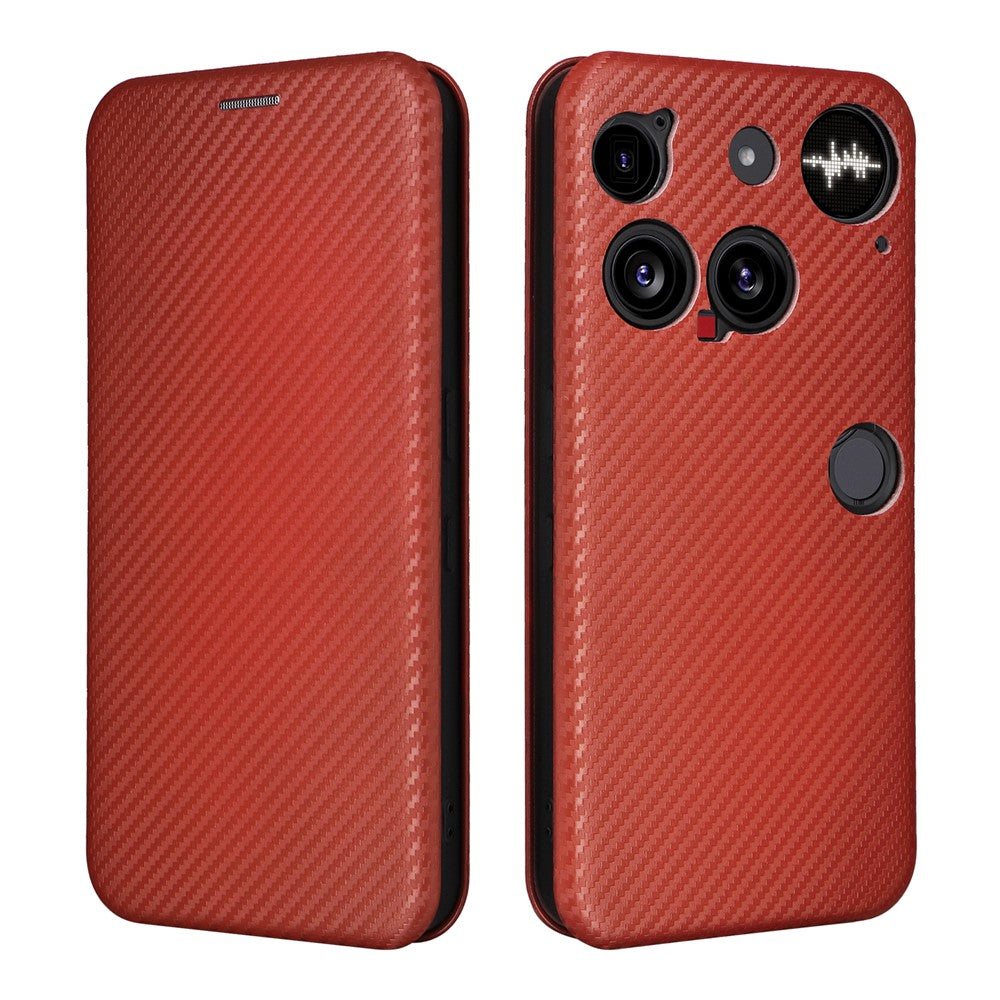 Nothing Phone (3) 5G Wallet-Handyhülle – Mit Carbonfaser-Textur, Kartenhalter, Lederständer