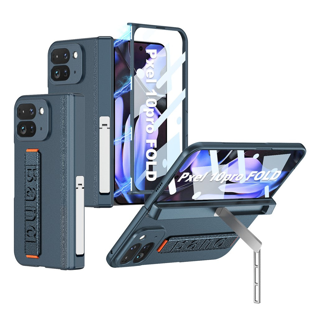 GKK For Google Pixel 10 Pro Fold Case with Hand Strap / Tempered Glass Film Magnetic Hinge Protection PC Phone Shell