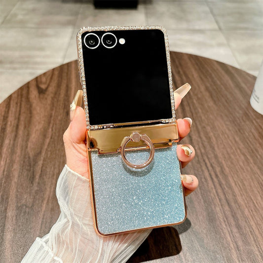 Galaxy Z Flip7 5G – Handyhülle aus Kunststoff, mit Strassverzierung, mit Glitzer