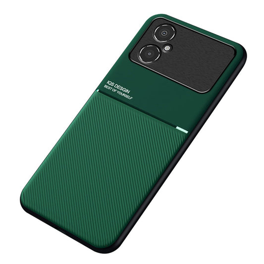 Xiaomi Poco M4 5G Handyhülle – Stoßdämpfendes Gehäuse auf der Rückseite mit integriertem, mit Metallblechlinien bedrucktem PU-Leder + TPU-Hybridschale