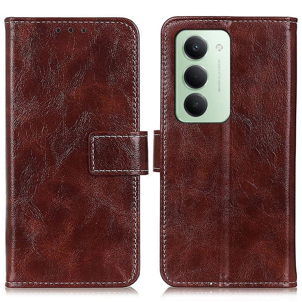 For Xiaomi Redmi 15 4G (EU) (171mm) Case Wallet Leather Phone Cover Crazy Horse Texture