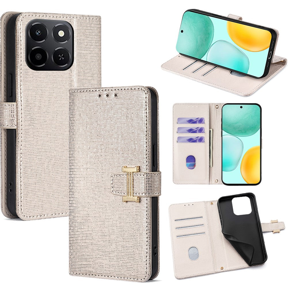 For Honor X6c 4G Case Metal I-Buckle PU Leather Wallet Phone Cover