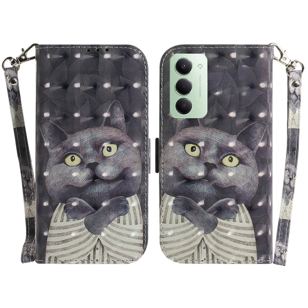 For Xiaomi Redmi 15 4G (EU) (171mm) Case Pattern Printing Leather Wallet Phone Cover with Wrist Strap
