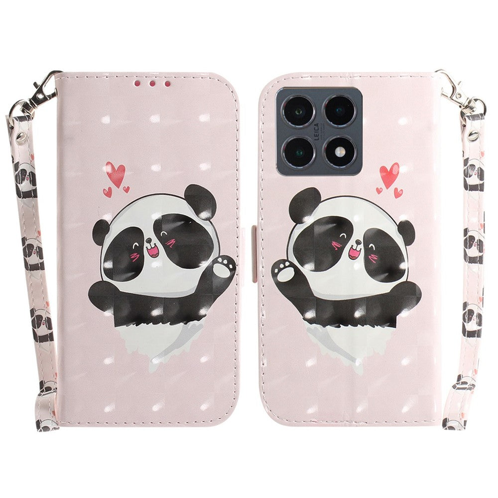 For Xiaomi 15T Case Pattern Printing Leather Wallet Phone Cover with Wrist Strap