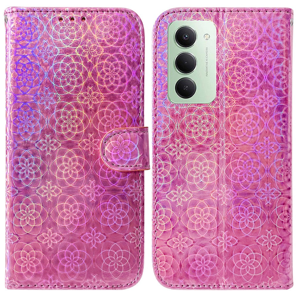 For Xiaomi Redmi 15 4G (EU) (171mm) Stand Case Dazzling Flower Leather Phone Cover with Wrist Strap