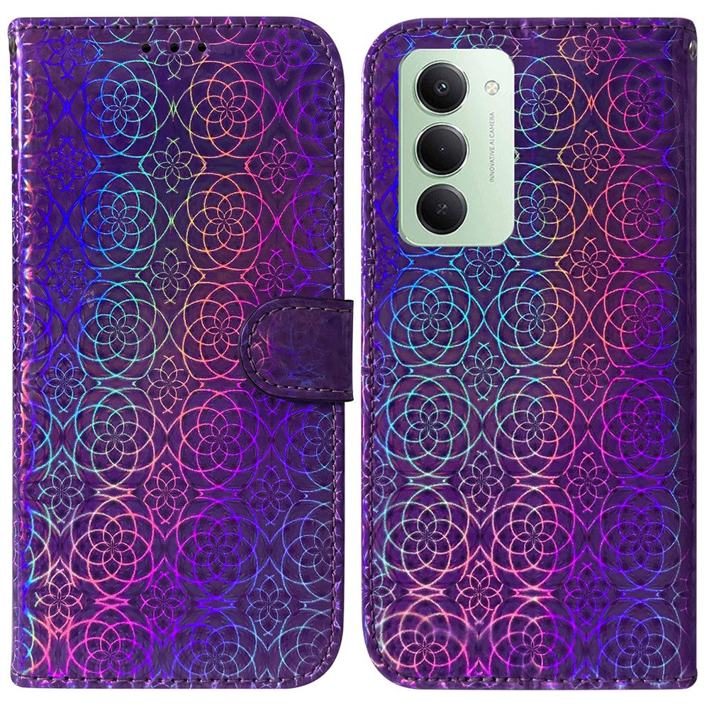 For Xiaomi Redmi 15 5G (Global) (169mm) Stand Case Dazzling Flower Leather Phone Cover with Wrist Strap