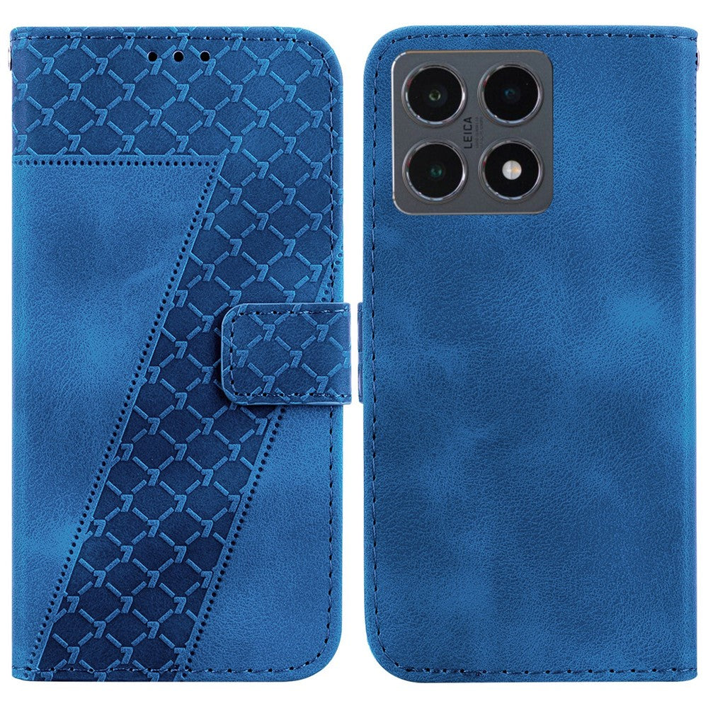 For Xiaomi 15T Stand Case 7-Shaped Pattern Imprint Leather Phone Cover with Strap