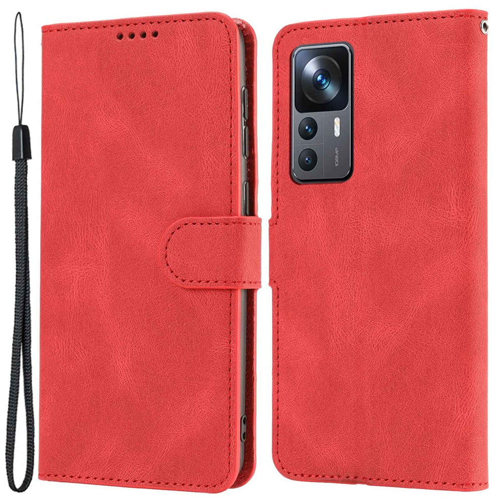 For Xiaomi 12T 5G / 12T Pro 5G / Redmi K50 Ultra 5G PU Leather + TPU Shockproof Wallet Cover Folio Flip Stand Phone Case with Strap