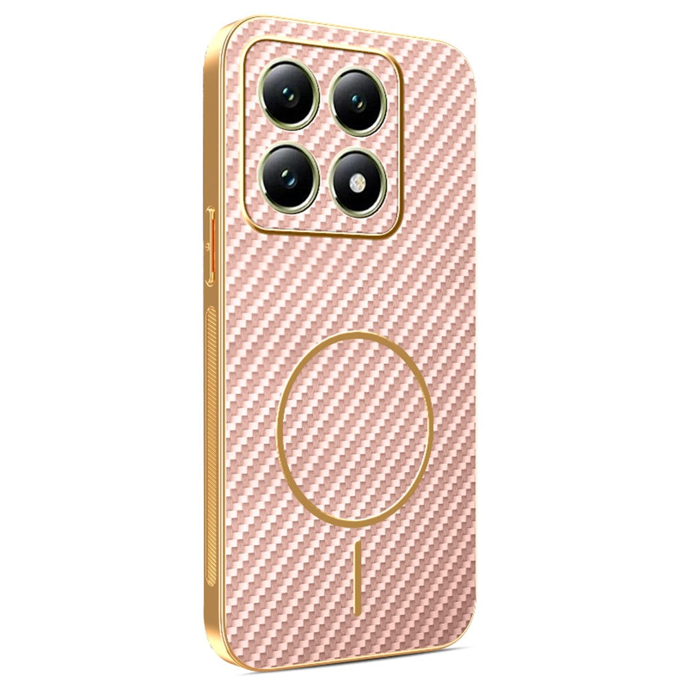 For Xiaomi 14T Phone Case Carbon Fiber Textured Electroplated TPU Back Cover