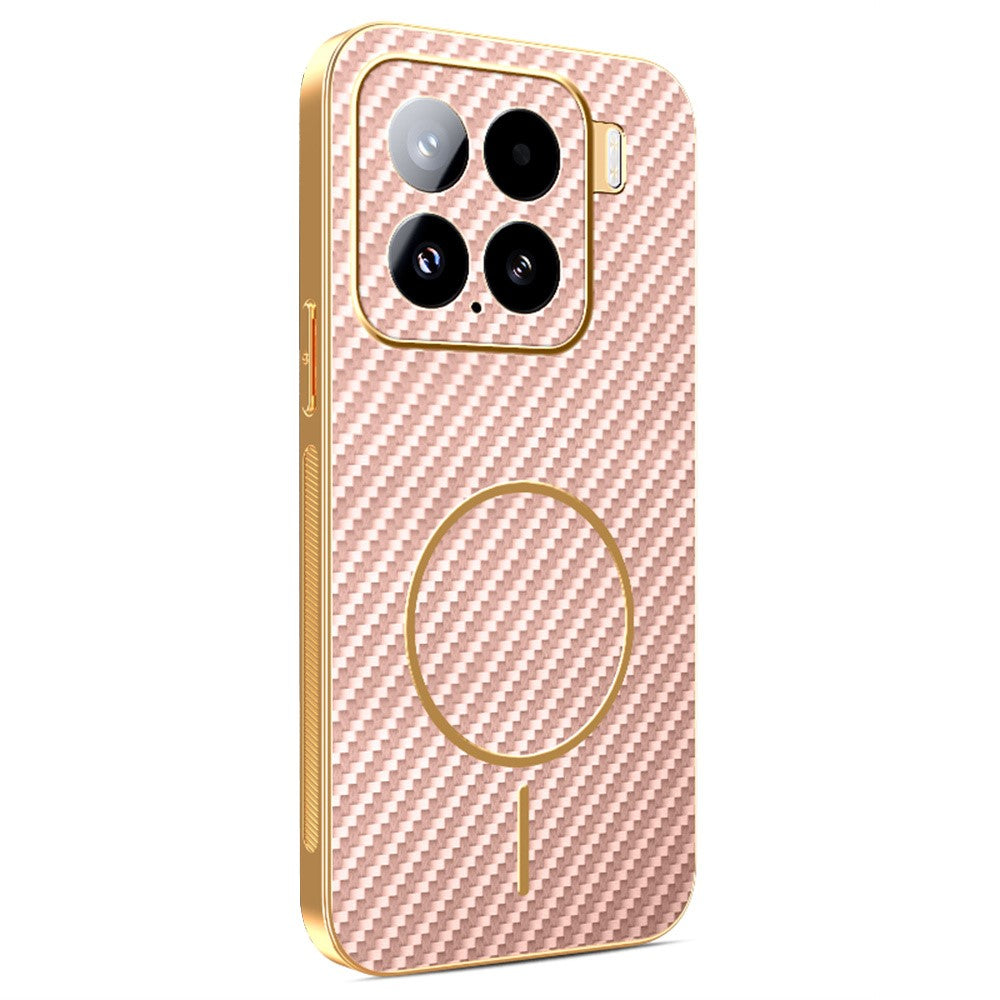 For Xiaomi 15 Phone Case Carbon Fiber Textured Electroplated TPU Back Cover