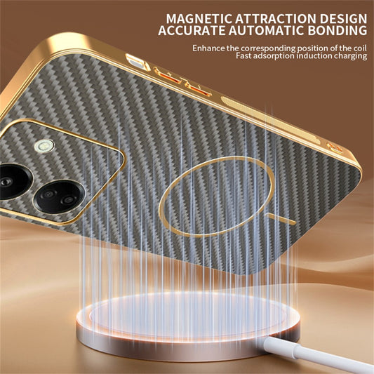 For Xiaomi Redmi 13C 4G / Poco C65 4G Phone Case Carbon Fiber Textured Electroplated TPU Back Cover