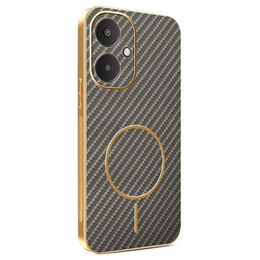 Phone Case For Xiaomi Redmi 13C 5G / 13R 5G / Poco M6 5G Carbon Fiber Textured Electroplated TPU Back Cover