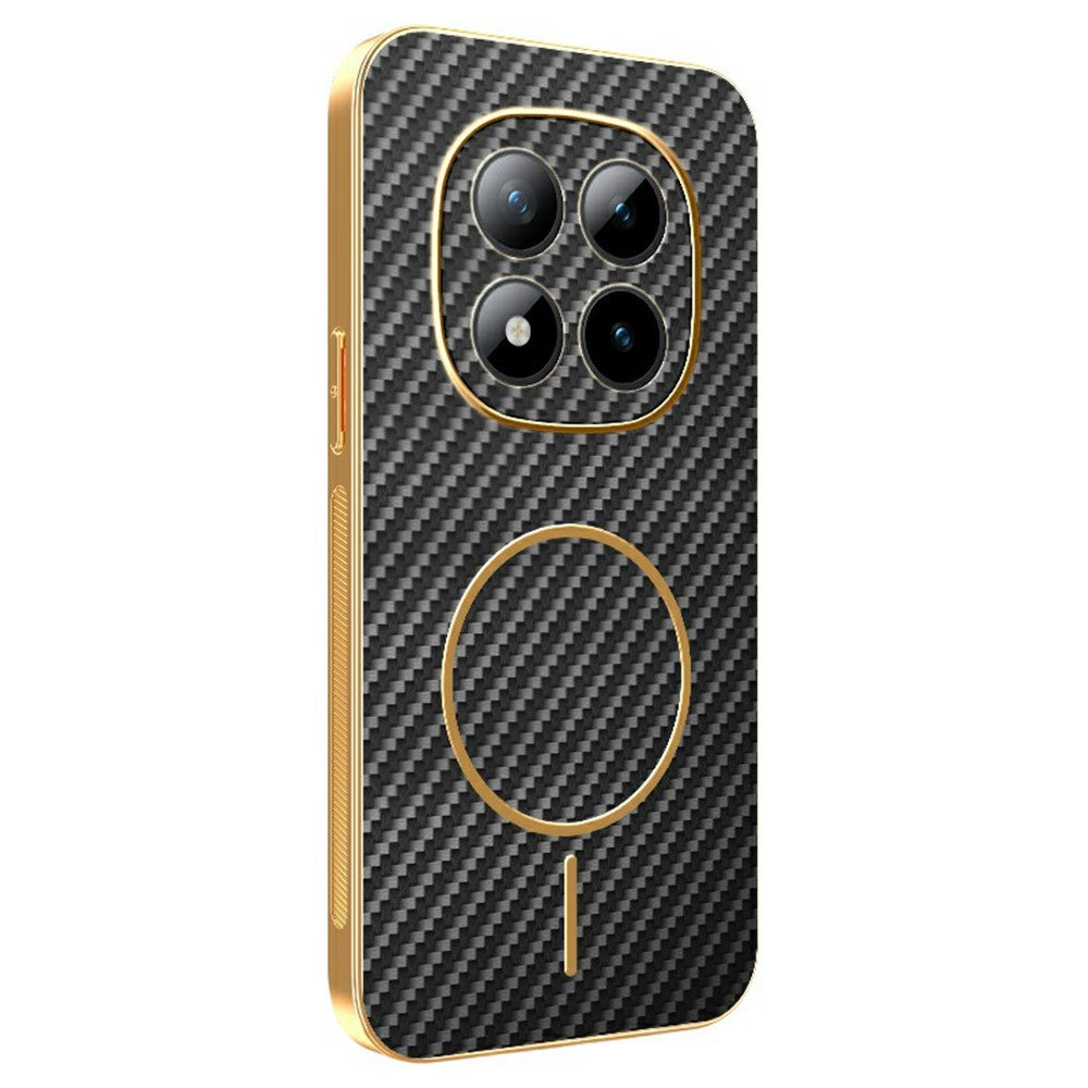For Xiaomi Redmi Poco M8 Pro 5G / Redmi Note 15 Pro+ 5G (Global) Phone Case Carbon Fiber Textured Electroplated TPU Back Cover