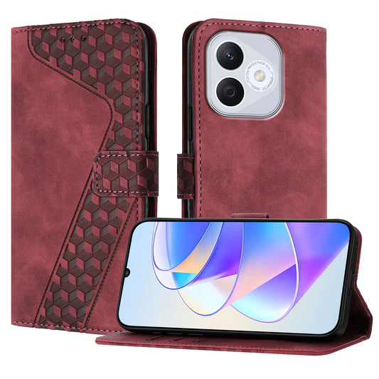 Honor 400 Lite 5G Handyhülle – Lederhülle mit 7-förmigem Muster, Brieftaschenständer, stoßfeste