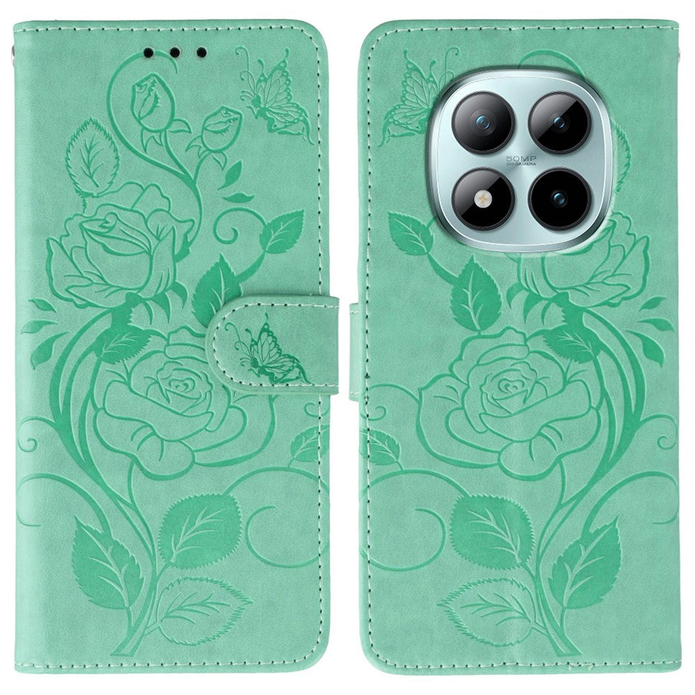 For Xiaomi Redmi Poco M8 Pro 5G / Redmi Note 15 Pro+ 5G (Global) Case Wallet Stand Imprinted Rose Butterfly PU Leather Phone Cover