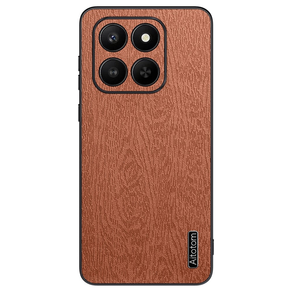 Honor 400 Smart 5G / 4G / X7d 4G Handyhülle – Aus lederbeschichtetem PC+TPU, mit Holzmaserung
