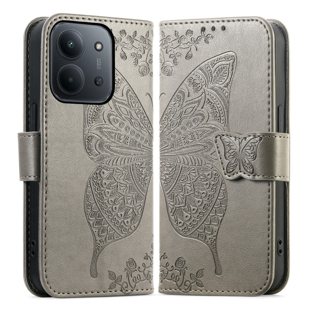 For Xiaomi Redmi 15C 4G (EU) (173mm) / 15C 5G (EU) (173mm) Case with Strap Butterfly Pattern PU Leather Wallet Phone Cover