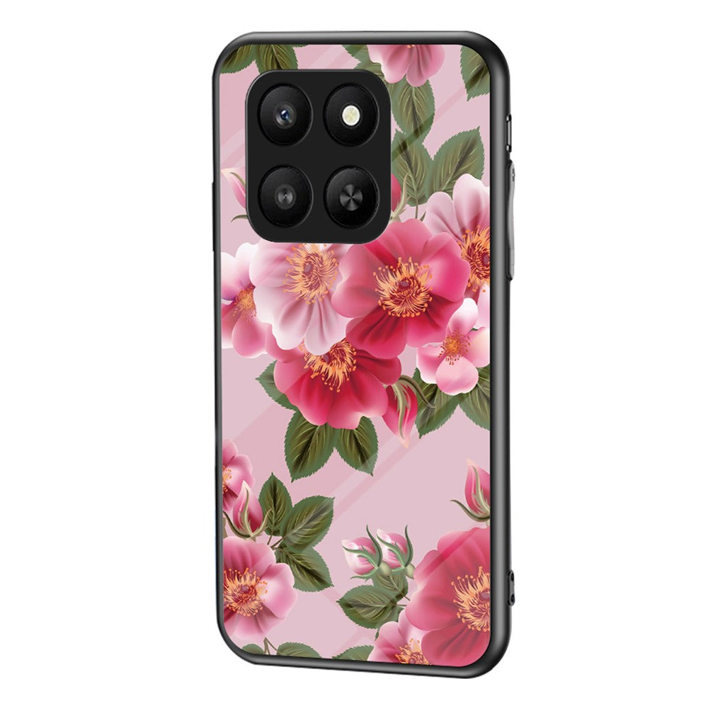 Honor 400 Smart 5G / X7d 4G Handyhülle – Aus TPU & gehärtetem Glas, mit Blumenmuster
