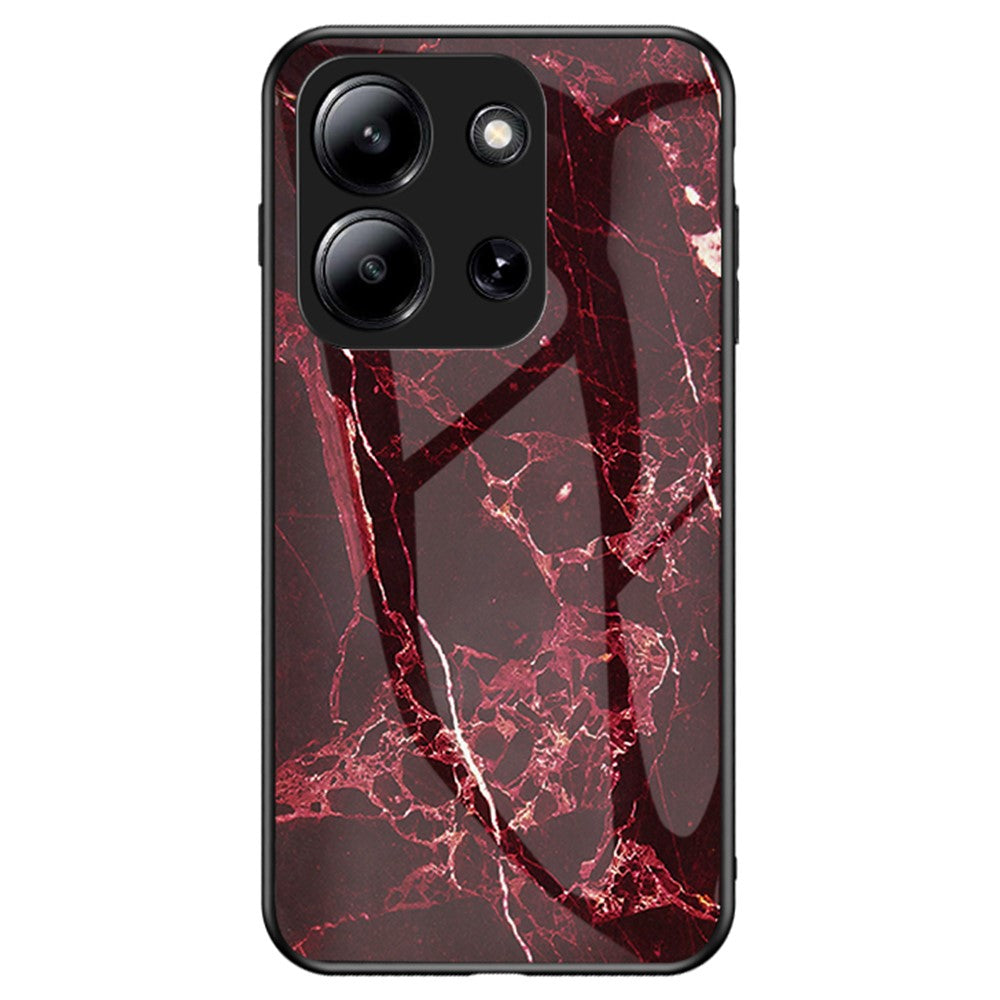 Phone Case For Xiaomi Redmi 15C 4G (EU) (173mm) / 15C 5G (EU) (173mm) / Poco C85 4G (173mm) Marble Pattern Tempered Glass+PC+TPU Protective Cover