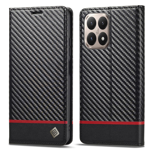 Xiaomi 15T Handyhülle – LC.IMEEKE Brieftaschenetui aus Kohlefaser-Textur-Leder