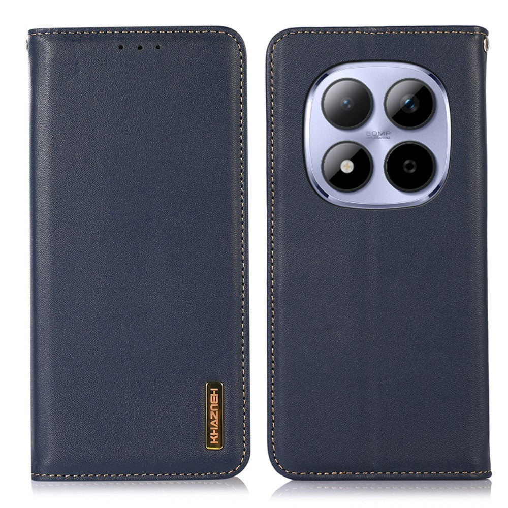 KHAZNEH For Xiaomi Poco M8 Pro 5G / Redmi Note 15 Pro+ 5G (Global) Case Wallet Genuine Cow Leather Phone Cover Nappa Texture