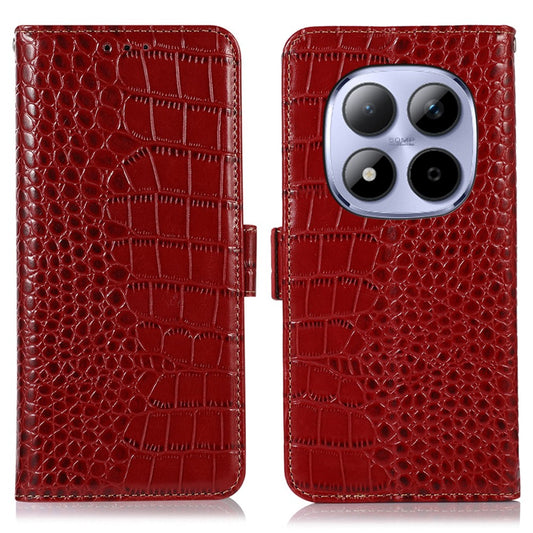 Xiaomi Redmi Note 15 Pro+ 5G (Global) / Xiaomi Poco M8 Pro 5G Handyhülle – Redmi Note 15 Pro+ 5G (Global) , RFID-blockierende Brieftasche, Krokodilstruktur, echtes Rindsleder