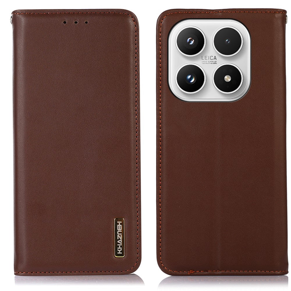 KHAZNEH For Xiaomi 17 Case Wallet Genuine Cow Leather Phone Cover Nappa Texture