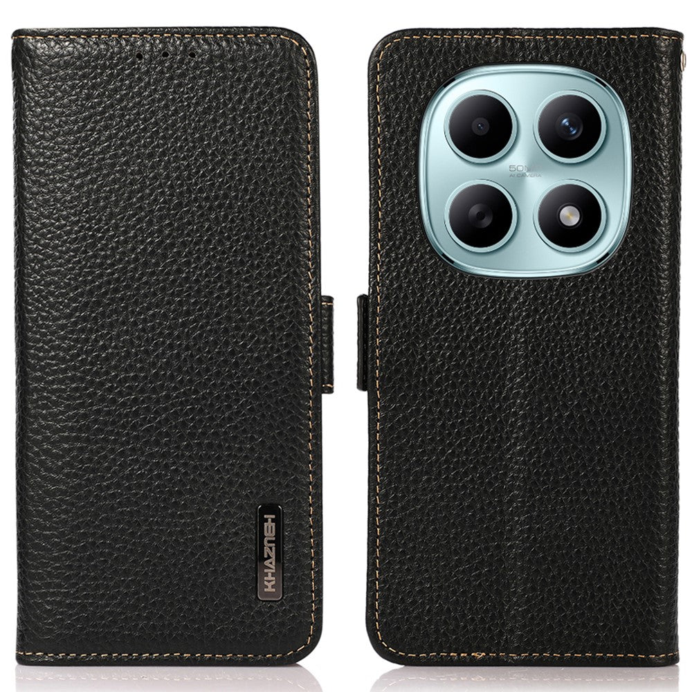 KHAZNEH for Xiaomi Poco M8 5G / Redmi Note 15 5G (Global) Phone Case Genuine Cow Leather Cover RFID Blocking