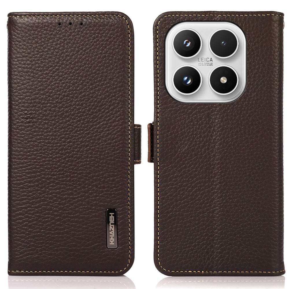 KHAZNEH for Xiaomi 17 Phone Case Genuine Cow Leather Cover RFID Blocking