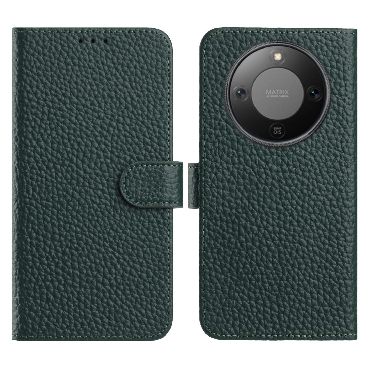 For Honor Magic8 Lite 5G / X9d 5G / X70 5G Case Wallet Stand Litchi Texture Genuine Cow Leather Flip Phone Cover