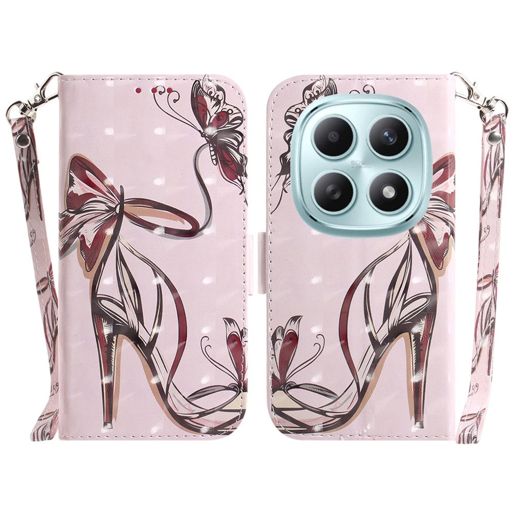 For Xiaomi Poco M8 5G / Redmi Note 15 5G (Global) Case Pattern Printing Leather Wallet Phone Cover with Wrist Strap