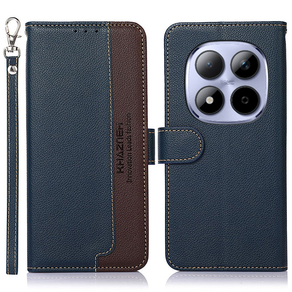 KHAZNEH For Xiaomi Poco M8 Pro 5G / Redmi Note 15 Pro+ 5G (Global) Case RFID Blocking Wallet Litchi Texture PU Leather Phone Cover with Strap