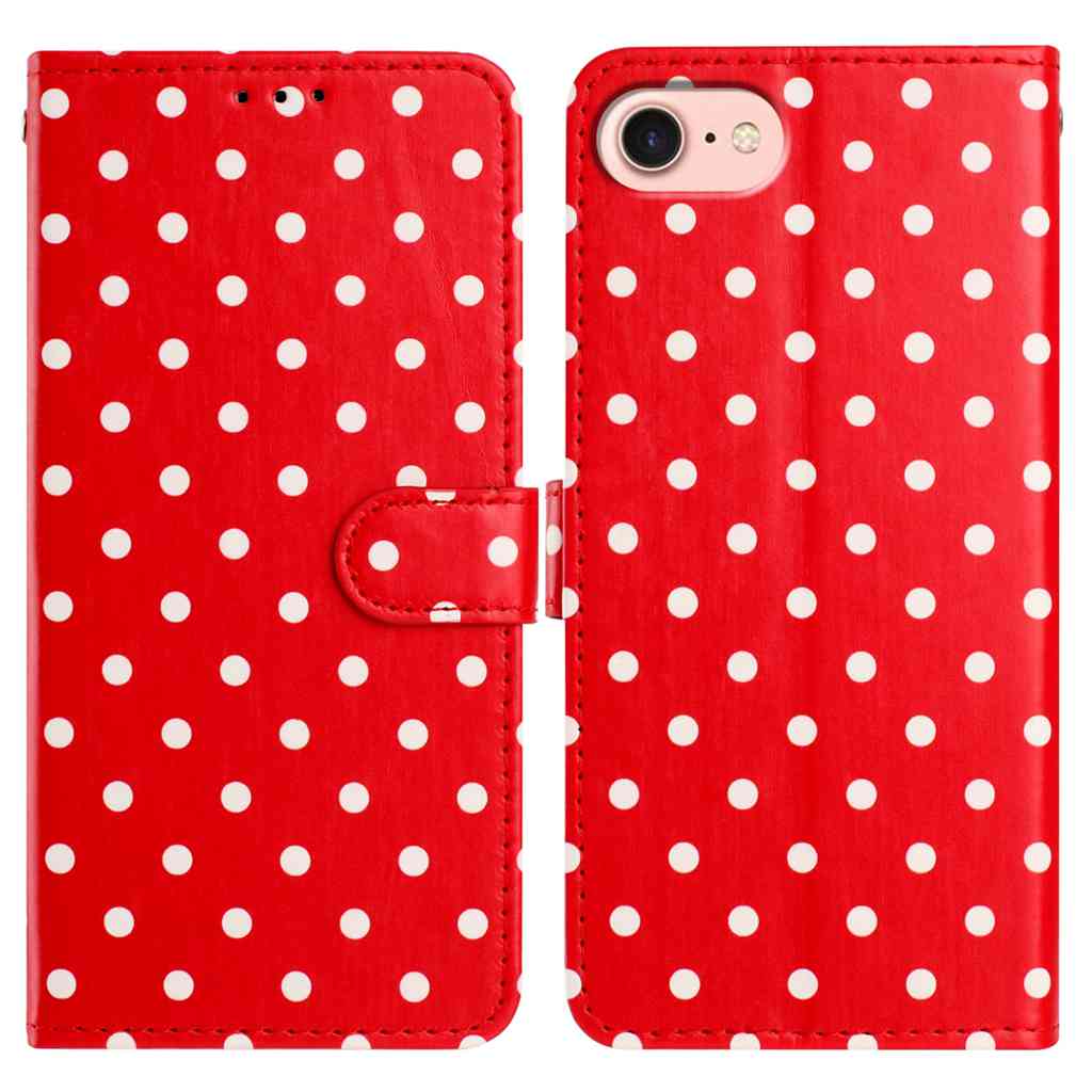 For iPhone 17e / 16e Leather Case Polka Dot Pattern Wallet Stand Folio Phone Cover