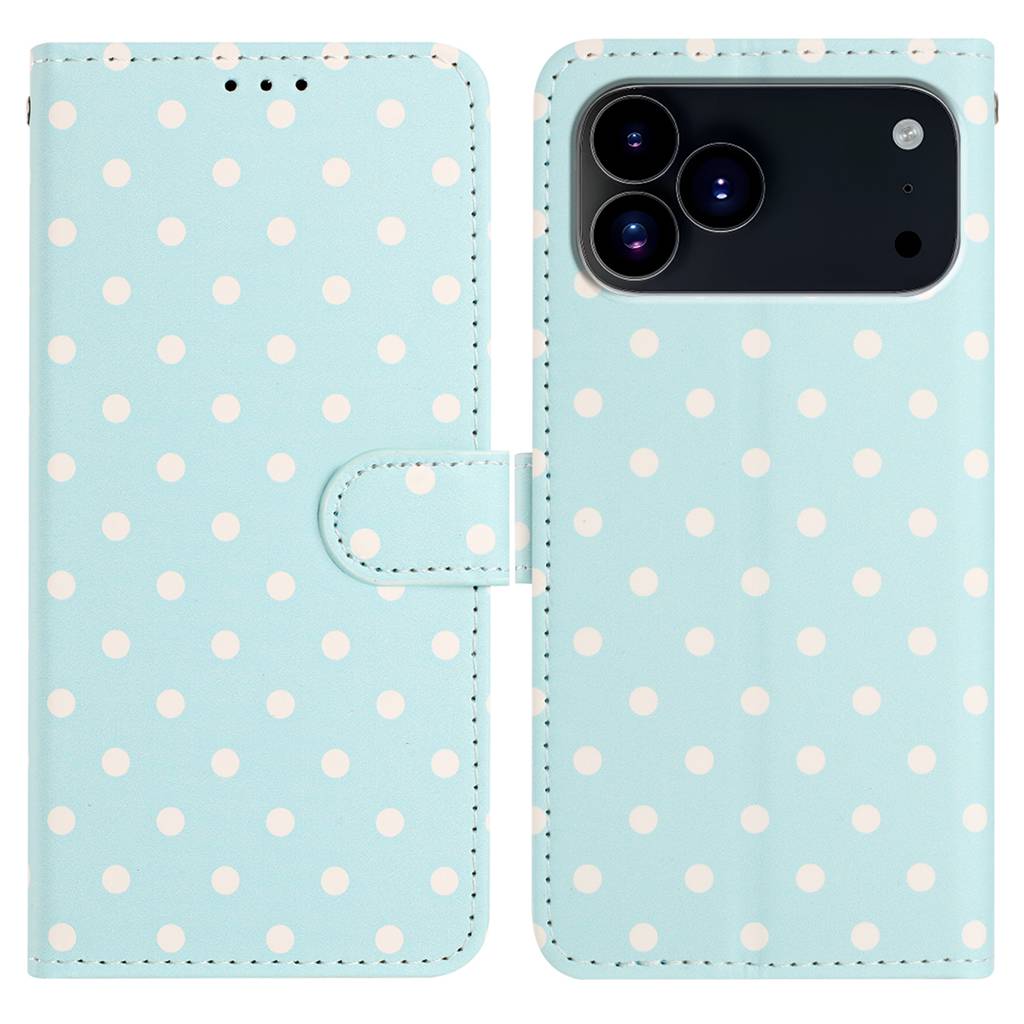 For iPhone 18 Pro Max / 17 Pro Max Leather Case Polka Dot Pattern Wallet Stand Folio Phone Cover