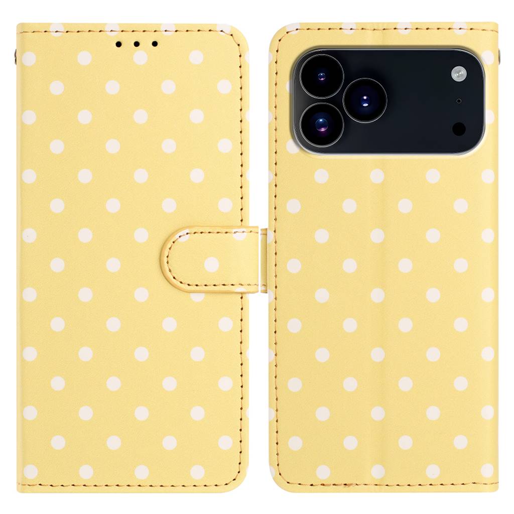 For iPhone 18 Pro / 17 Pro Leather Case Polka Dot Pattern Wallet Stand Folio Phone Cover