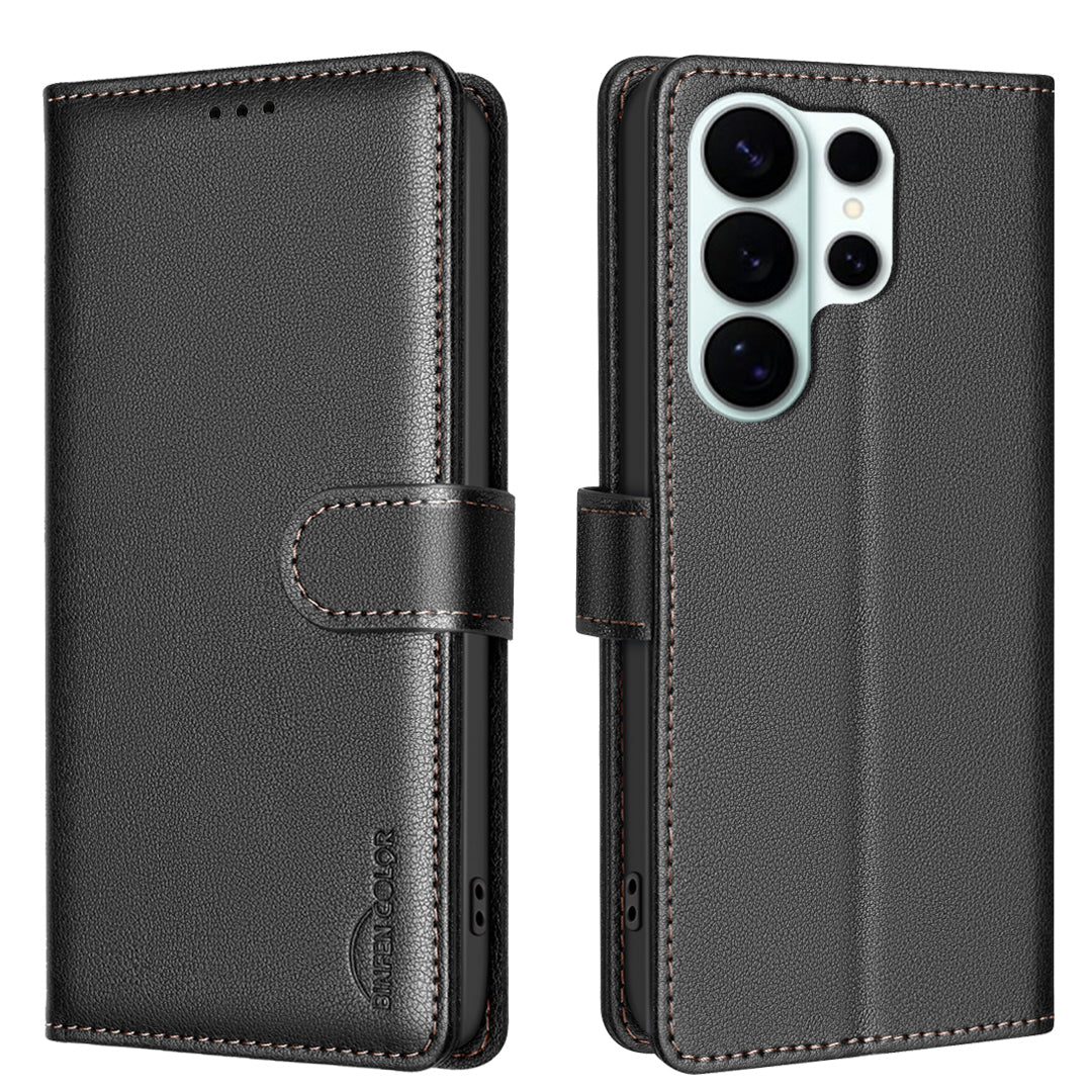 BINFEN COLOR For Samsung Galaxy S26 Ultra Leather Case BF32 Wallet RFID Blocking Phone Cover