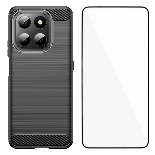 WANLONFENG For Honor 400 Smart 4G / Honor X7d 4G / Honor 400 Smart 5G Case with Screen Film LS Series Big Lens Hole Brushed Texture TPU Phone Cover