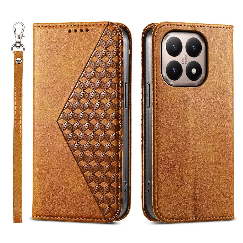 For Xiaomi 15T Case Calf Texture PU Leather Wallet Phone Cover with Wrist Strap