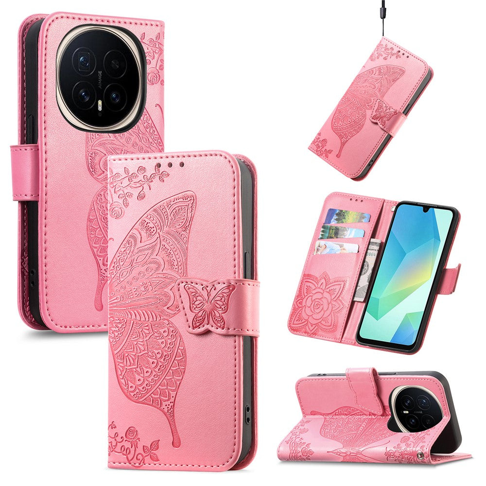 For Honor Magic8 Pro 5G Case with Strap Butterfly Pattern PU Leather Wallet Phone Cover